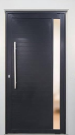 PORTA LAMBRIL PRETA COM PUXADOR TIRA DE VIDRO - ALUM�NIO LINHA 25