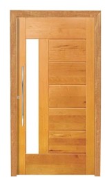 PORTA BBB COM DETALHE PARA VIDRO RETO MADEIRA MACI�A COM  BATENTE CX 14 FECHADURA ROLETE E PUXADOR 2,14 X 0,87 