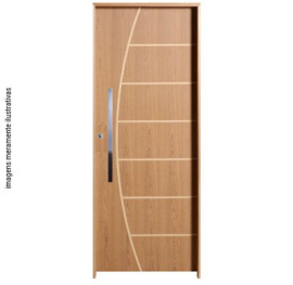Porta Frisada Imbuia Batente Caixa14 cm , Fechadura rolete e Puxador Dobradi�a Completa e Montada 