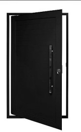 PORTA PIVOTANTE LAMBRIL ALUM�NIO PRETO COM PUXADOR � LINHA 25