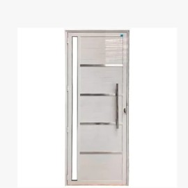 PORTA LAMBRIL BRANCA COM PUXADOR TIRA DE VIDRO E FRISO - ALUM�NIO LINHA 25