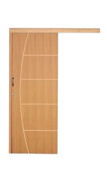 Kit Porta de Correr Incluindo Folha Frisada Tauri Incluso Fechadura e Puxador Concha