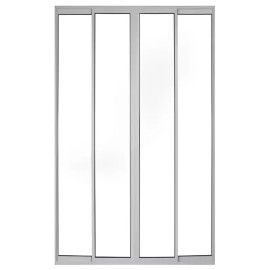 Porta de Sacada de Correr de Alum�nio Branco 4 Folhas Vidro Inteiro de 6mm  -Linha 25 Classic