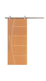 Kit Porta de Correr  Frisada Imbuia com Trilho em Alum�nio Aparente Cromado 