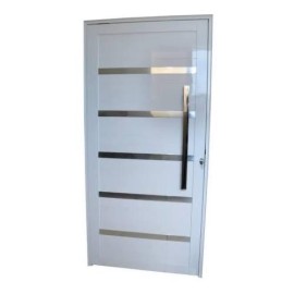 Porta Pivotante Lambril com Friso Alum�nio Branco com Puxador Linha 25 