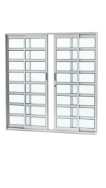 PORTA BALC�O 4 FOLHAS COM TRAVESSA  ALUM�NIO BRANCO COM FECHADURA- LINHA 25 
