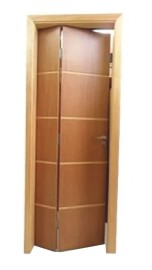 Porta Camar�o 1/3 Articulada Frisada Encabe�ada Imbuia Montada no Batente cx 14cm  Kit Camar�o Dobradi�as e Fechadura