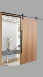 Kit Porta de Correr Lisa Tauari com Trilho em Alum�nio Aparente Preto at� 2 Metros 