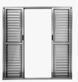 PORTA BALC�O 6 FOLHAS LINHA 25 COM FECHADURA ALUM�NIO BRILHANTE 