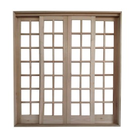 PORTA BAL�O 4 FOLHAS DE CORRER QUADRICULADA -MADEIRA  PADR�O CEDRO RETA 