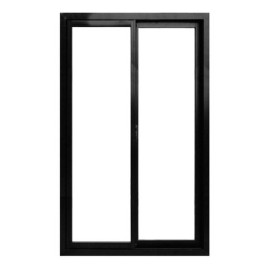 Porta Balc�o 2 Folhas Vidro Inteiro de 6mm Linha 25 com Fechadura - Alum�nio Preto