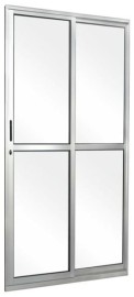  PORTA BALC�O 2 FOLHAS M�VEIS LINHA 25 COM FECHADURA  210x120 - ALUM�NIO BRILHANTE 